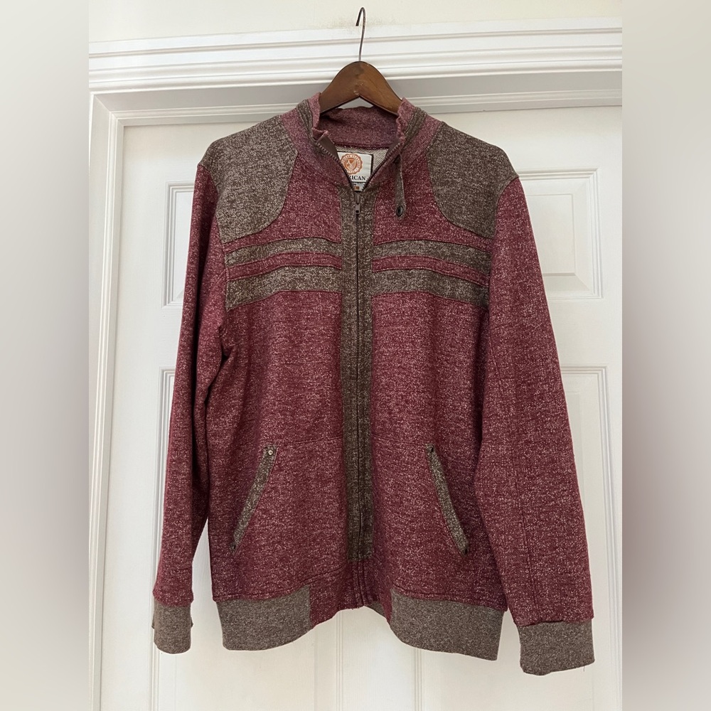 American Exchange Red and Brown Men's Cardigan Sweater